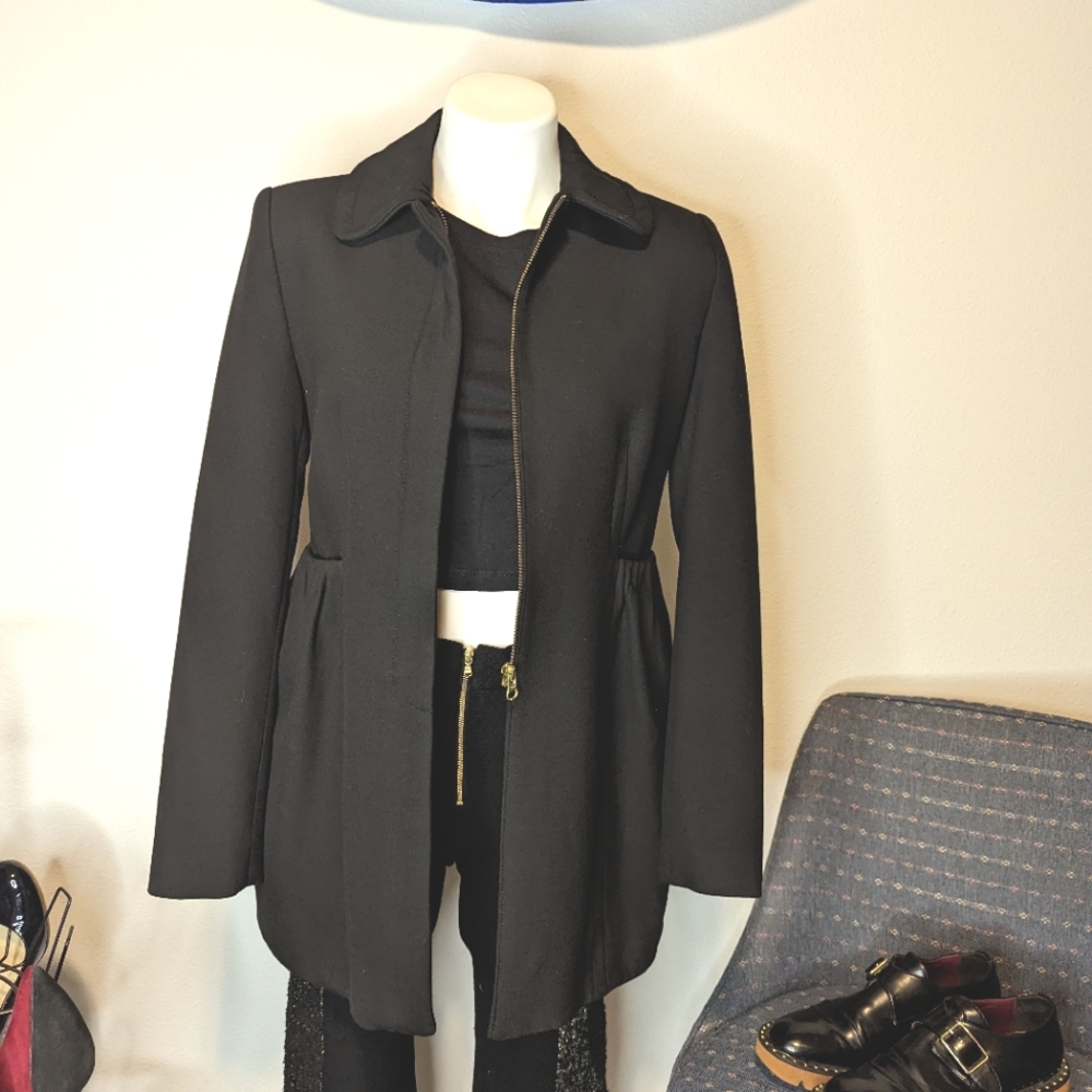 Zara Basic Black Jacket With Ruffled Pockets Wome… - image 6